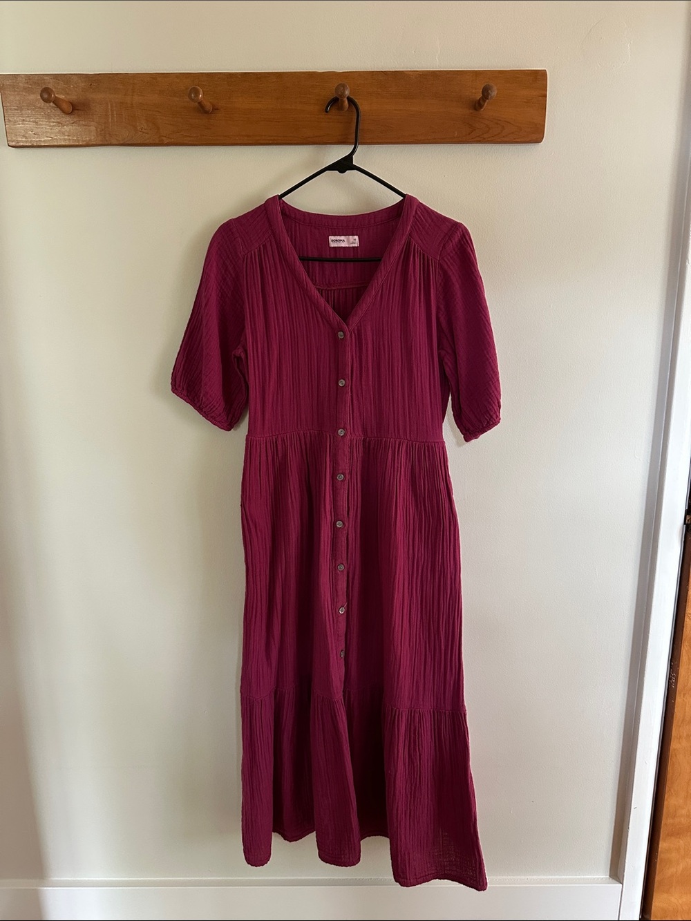 Sonoma Button-Front Midi Dress in Fuchsia